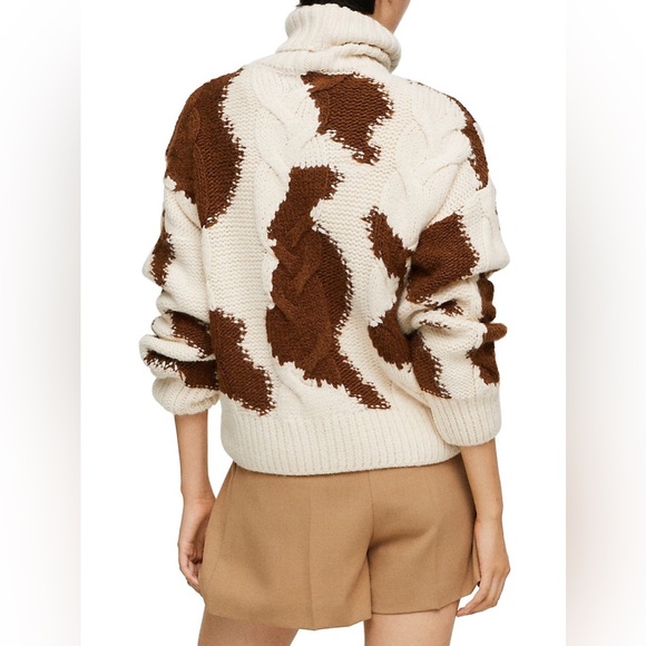 Patchy Braided Cable-Knit Turtleneck Sweater - Picture 3 of 9